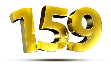 3D illüstrasyon Numarası 159 Gold beyaz arka planda izole edildi. (Kırpma Yolu ile)