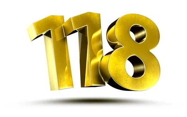 Illustration Numbers 118 Gold Isolated White Background Clipping Path — Stock Photo, Image