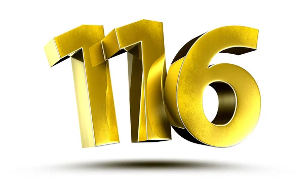 Illustration Numbers 116 Gold Isolated White Background Clipping Path — Stock Photo, Image