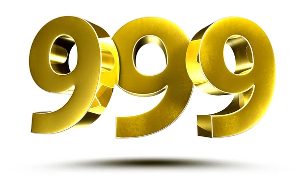 Illustration Nummern 999 Gold Isoliert Auf Weißem Hintergrund Mit Clipping — Stockfoto