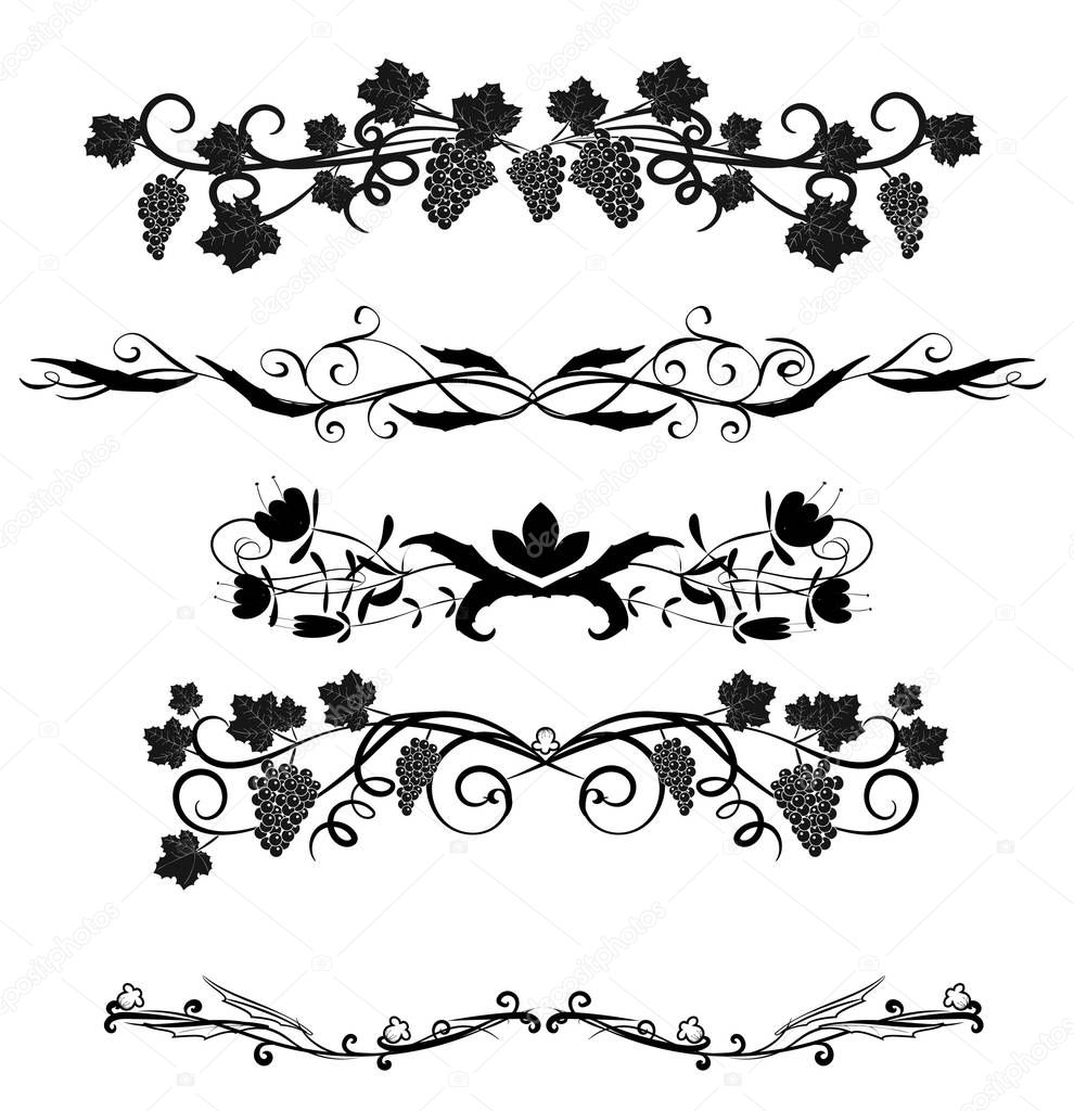 Set of decorative dividers, borders