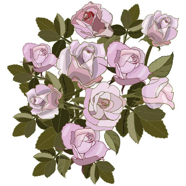 Bukiet Różowych Róż Kartkę Wzór — Wektor stockowy