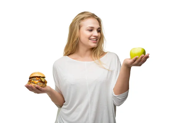 Girl in choosing the right food — Stock Photo, Image