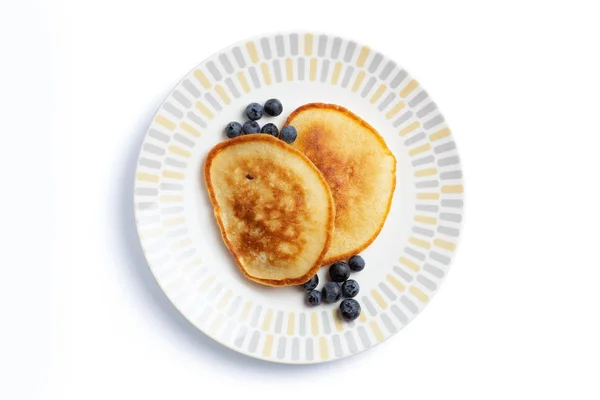 Isolated Composition Plate Pancakes Blueberries — Stock Photo, Image