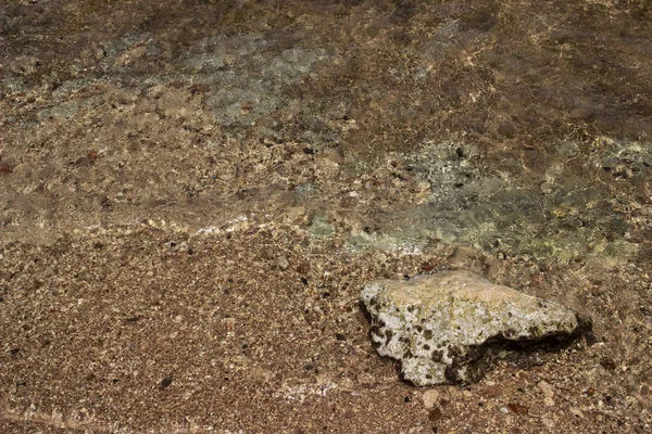 Fondo Verano Arena Caliente Con Burbujas Olas Mar Océano Con — Foto de Stock