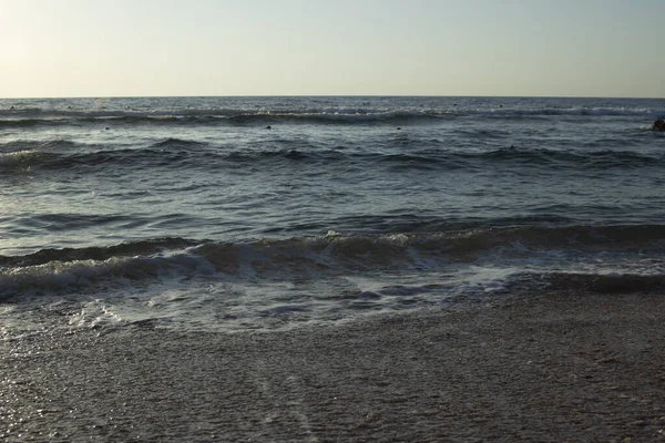 Zomer Achtergrond Van Warm Zand Met Zeegolf Zeegolf Bellen Met — Stockfoto
