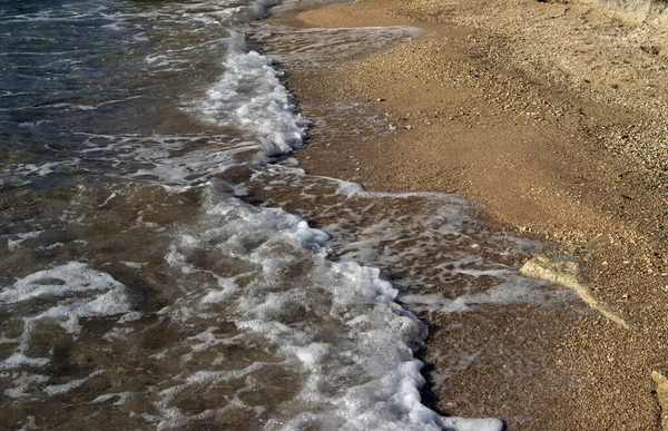 Sfondo Estivo Sabbia Calda Con Mare Oceano Bolle Onda Con — Foto Stock