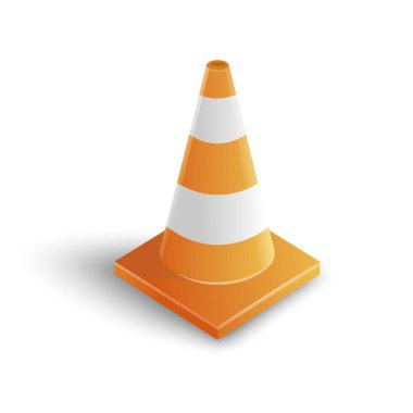 Trafik konisinin vektör çizimi. Gerçekçi bir tarz. Şeffaf Arkaplanda