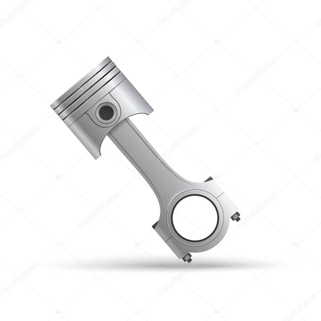 Realistic engine pistons isolated on transparent background. Vector 3d illustration with detail of motor