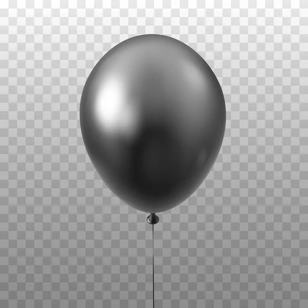Balon hitam diisolasi pada latar belakang transparan. Ilustrasi 3D Vektor perayaan, balon partai - Stok Vektor