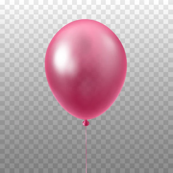 Balon merah muda diisolasi pada background.3D gambar vektor transparan perayaan, balon pesta - Stok Vektor