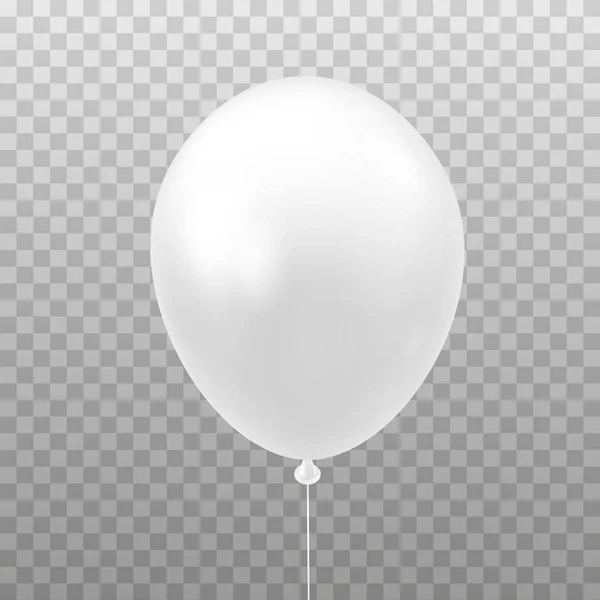 Balon putih diisolasi pada background.3D gambar vektor transparan perayaan, balon pesta - Stok Vektor