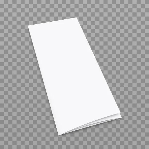 Blank tri fold flyer dengan penutup pada latar transperen. Ilustrasi 3D dengan bayangan lembut. Ilustrasi Vektor EPS10 - Stok Vektor