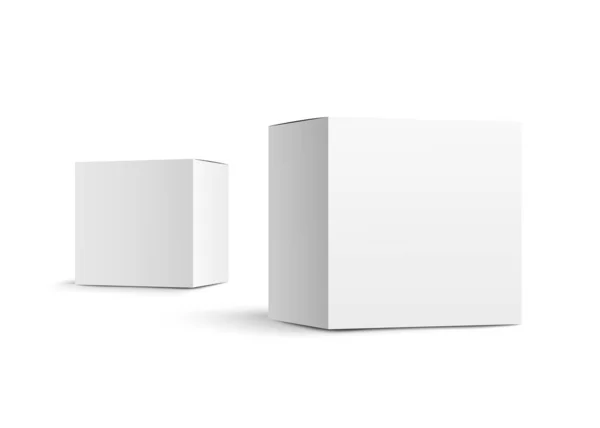 Dvě papírové krabice Mockup izolované na bílém pozadí. Realistický. Vektorová ilustrace Stock Ilustrace