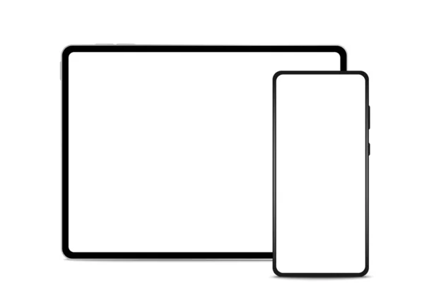 Maquettes de dispositifs modernes avec écrans vierges. Ordinateur à comprimés et smartphone.Illustration vectorielle — Image vectorielle