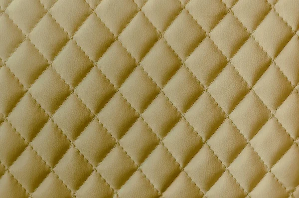 Leather Texture Background Yellow Leather Stitched Threads — Stock Photo, Image