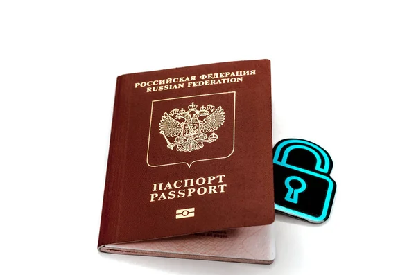 Passaporte Com Cadeado Símbolo Proibição Partida Estrangeiro Devido Pandemia Coronavírus — Fotografia de Stock