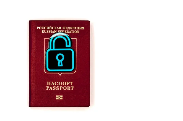 Паспорт Замком Символ Запрета Выезд Границу Пандемии Коронавируса Отказ Выдаче Стоковое Изображение