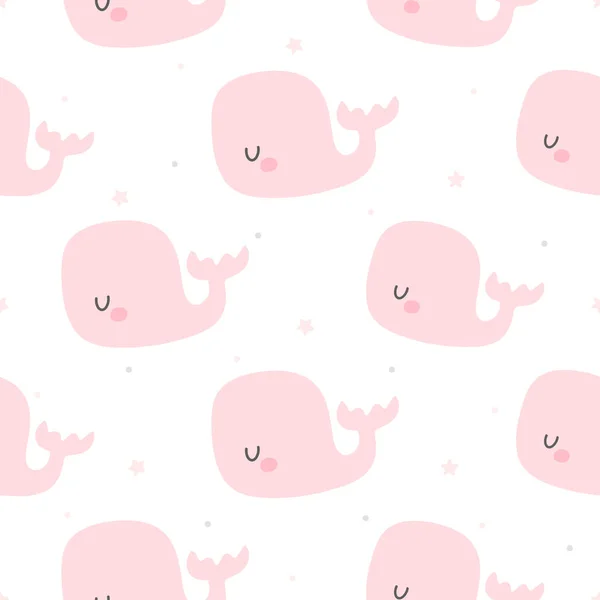 ピンクのクジラのシームレスなパターンの背景 — ストックベクタ