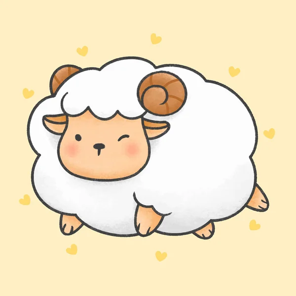 Mignon mouton dessin animé style dessiné à la main — Image vectorielle