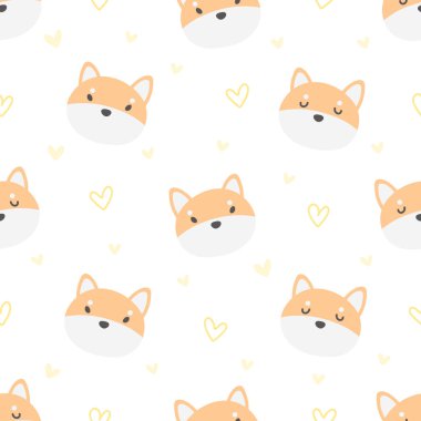 Shiba inu köpek pürüzsüz arkaplan yinelenen desen, duvar kağıdı arkaplan, şirin pürüzsüz desen arkaplan