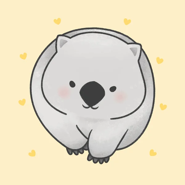 Lindo Wombat Caminar Mano Dibujado Personaje Animal Dibujos Animados Vector — Archivo Imágenes Vectoriales