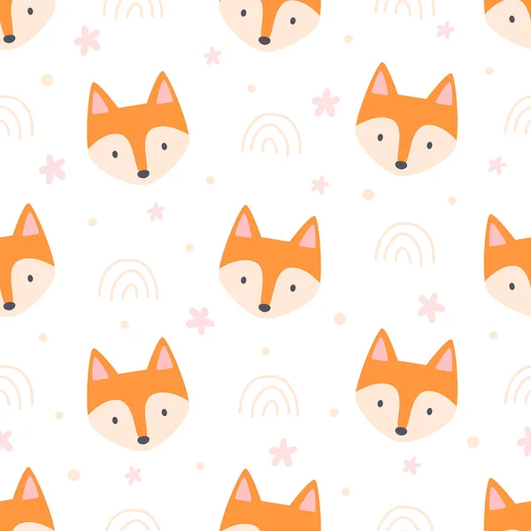 Cute fox seamless background repeating pattern, wallpaper background, cute seamless pattern background