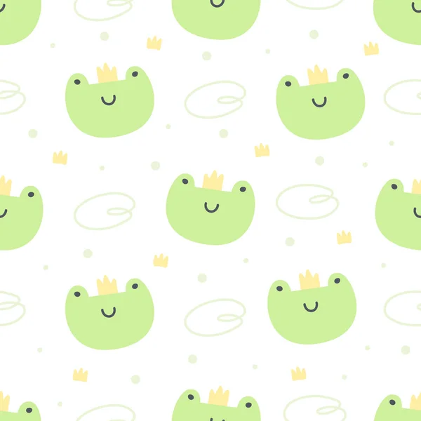 Frog with crown seamless background repeating pattern, wallpaper background, cute seamless pattern background