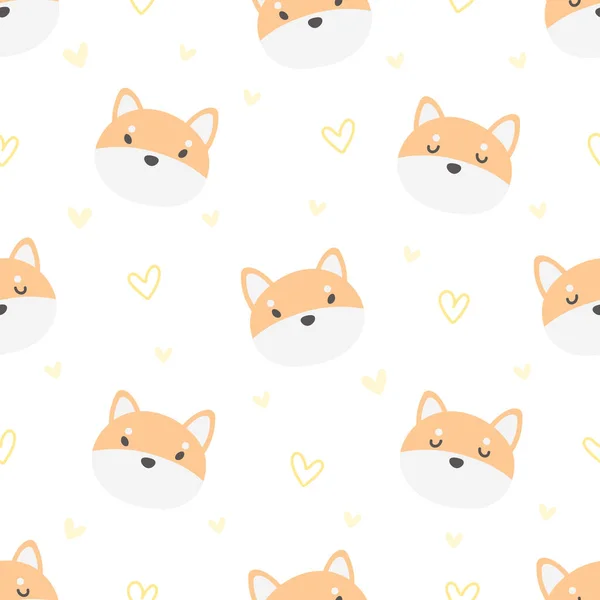 Shiba Inu Hond Naadloze Achtergrond Herhalen Patroon Behang Achtergrond Schattig — Stockvector