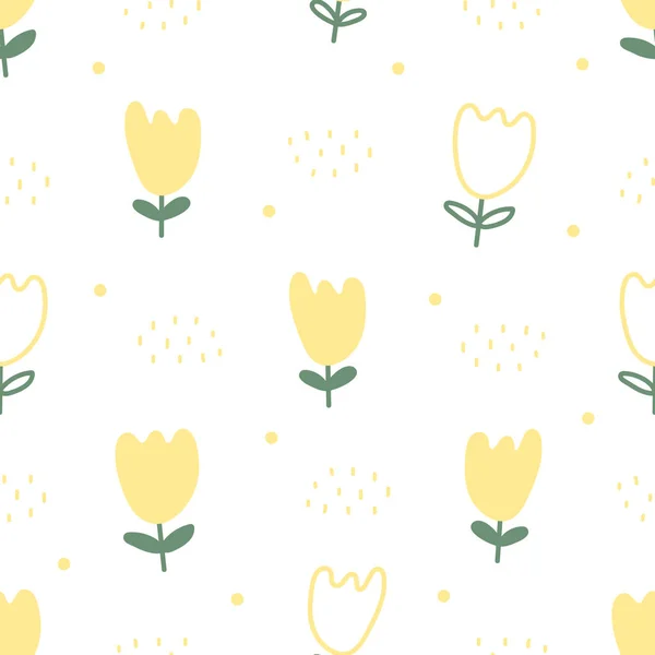 Gelbe Blumen Nahtlosen Hintergrund Wiederholen Muster Tapete Hintergrund Niedlich Nahtlose — Stockvektor