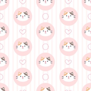 Sevimli kedisiz arka plan tekrarlayan desen, duvar kâğıdı arka plan, şirin, pürüzsüz desen arka plan