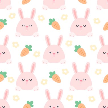 Tavşan ve havuçsuz arka plan tekrarlayan desen, duvar kâğıdı arka plan, şirin, pürüzsüz desen arka plan