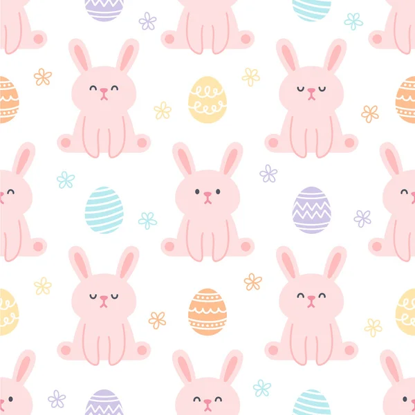 Rabbit and easter eggs seamless background repeating pattern, wallpaper background, cute seamless pattern background