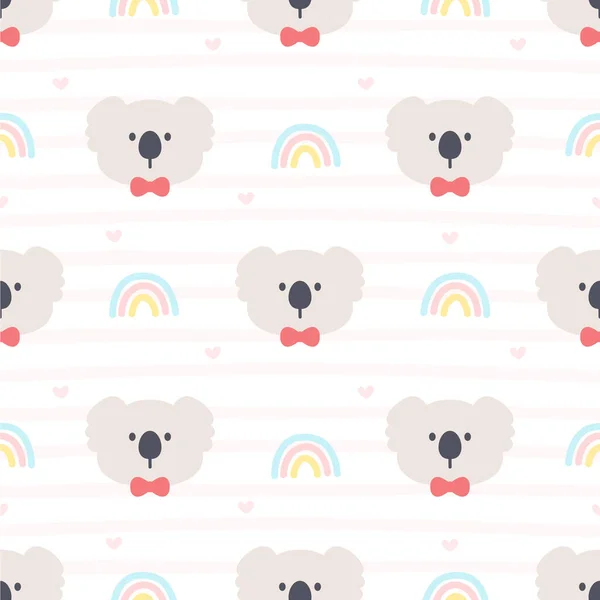 Cute Koala Rainbow Seamless Background Repeating Pattern Wallpaper Background Cute — Stockový vektor