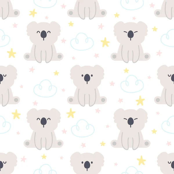 Koala Mignon Ciel Fond Sans Couture Motif Répétitif Fond Écran — Image vectorielle