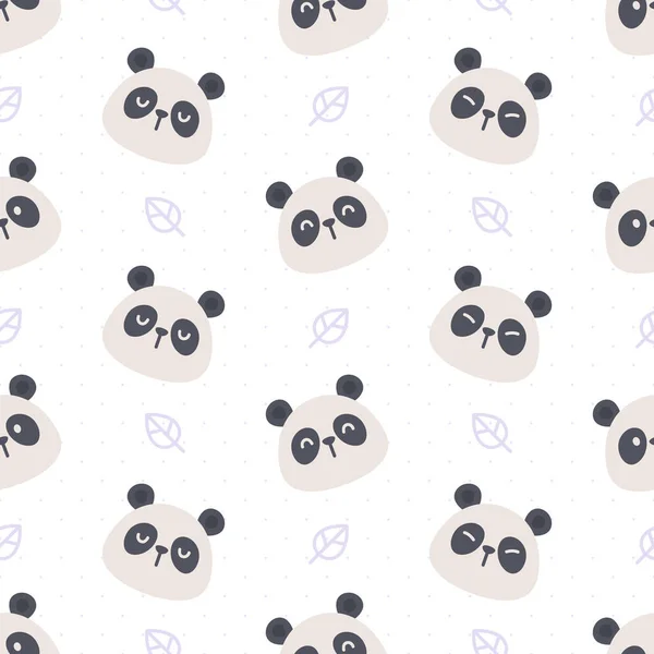 Cute Panda Leaf Seamless Background Repeating Pattern Wallpaper Background Cute — Stockvektor