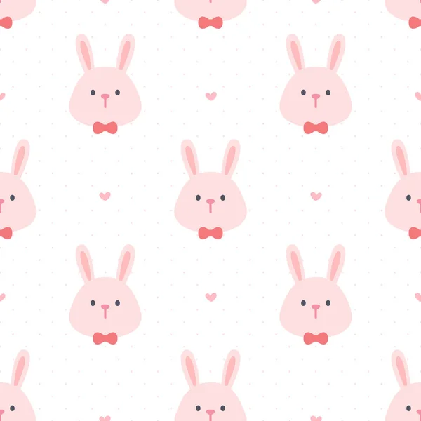 Cute Rabbit Bow Tie Seamless Background Repeating Pattern Wallpaper Background — Stok Vektör