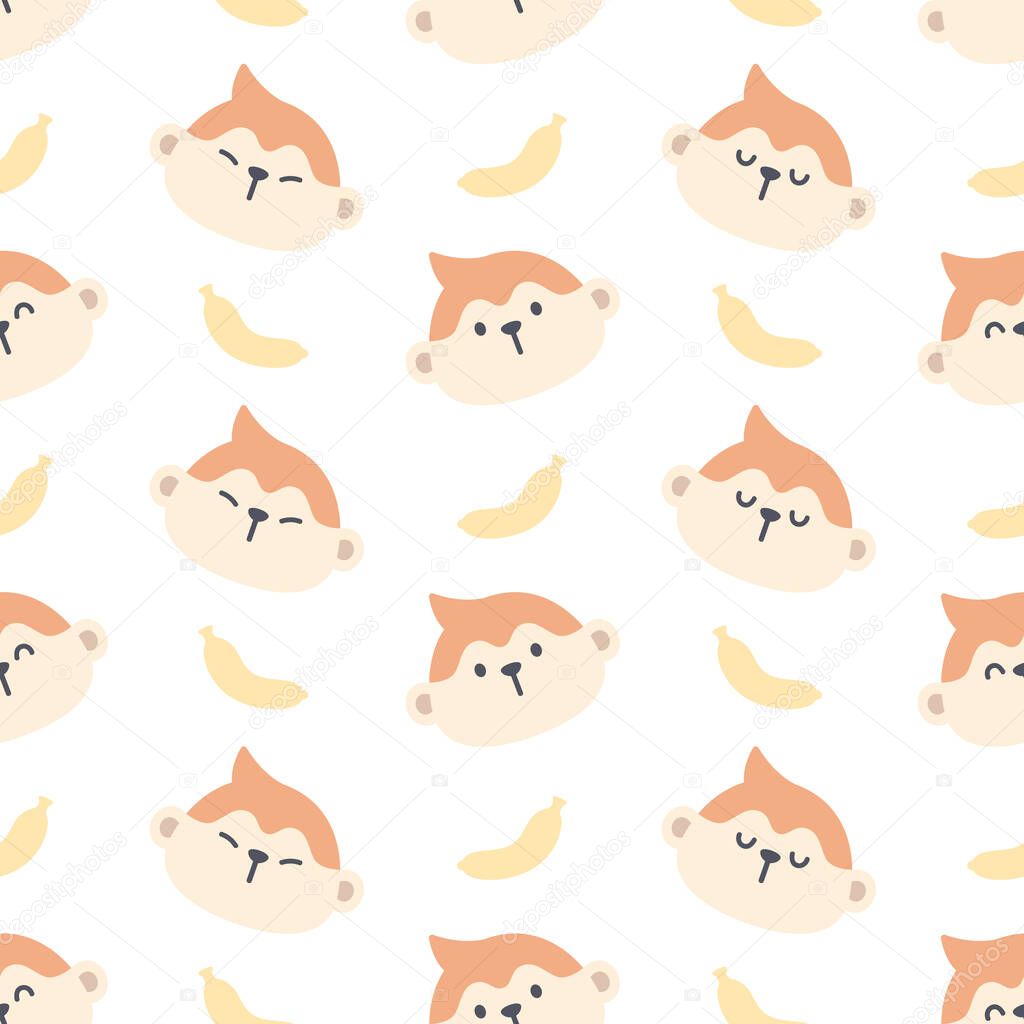 Lovely monkey and bananas seamless background repeating pattern, wallpaper background, cute seamless pattern background