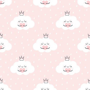 Sevimli bulut kucaklayan, kalbi kusursuz arka plan tekrarlayan desen, duvar kağıdı arka plan, şirin, pürüzsüz desen arka plan