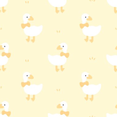 Papyonlu şirin ördek kusursuz arka plan tekrarlayan desen, duvar kâğıdı arka plan, şirin, kusursuz desen arka plan