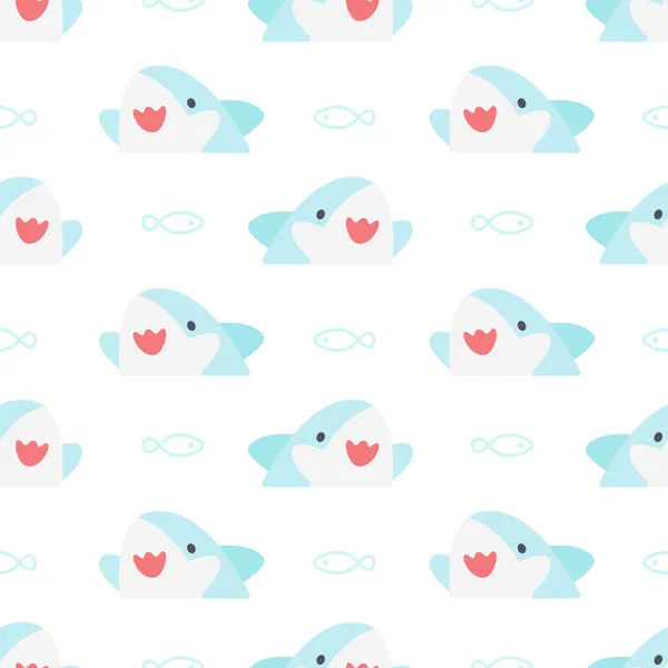 Cute shark and fish seamless background repeating pattern, wallpaper background, cute seamless pattern background