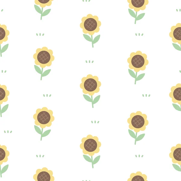 Niedliche Sonnenblumen Nahtlosen Hintergrund Wiederholen Muster Tapete Hintergrund Niedlich Nahtlose — Stockvektor
