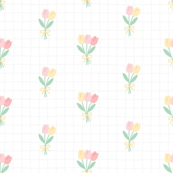 Niedliche Tulpe Blumen Nahtlosen Hintergrund Wiederholen Muster Tapete Hintergrund Niedlich — Stockvektor