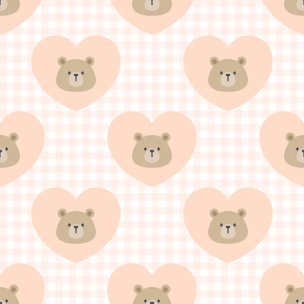 Cute bear heart seamless background repeating pattern, wallpaper background, cute seamless pattern background