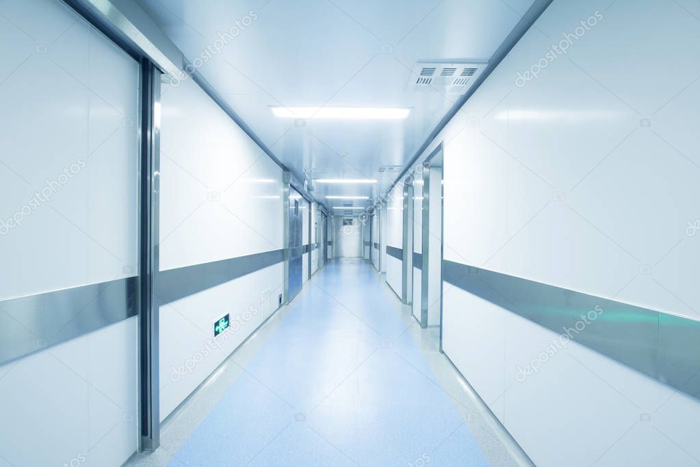 The corridor in the operating room of the anesthesiology department in the hospital