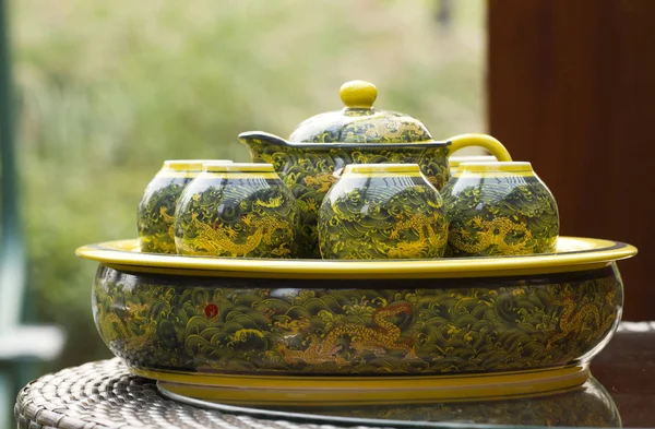 Set Traditional Chinese Ceramic Teapots Cups — Stock Photo, Image