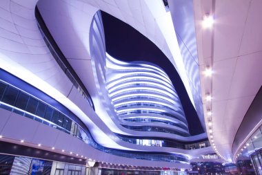 Chaoyang, Pekin ticari merkez binada Soho gece görünümü