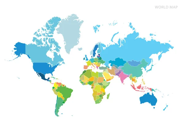 白い背景に孤立したカラフルな世界地図 — ストックベクタ