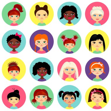 Çokuluslu kadın yüzü avatar profil başkanları