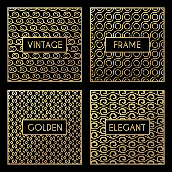 Siyah zemin üzerine altın vintage desen — Stok Vektör